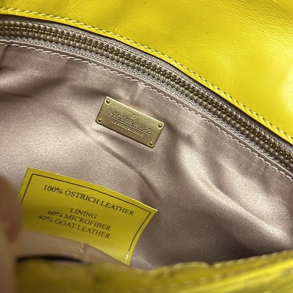 VICTOR HUGO Bags Victor Hugo Ostrich Lemon Yellow Crossbody Bag